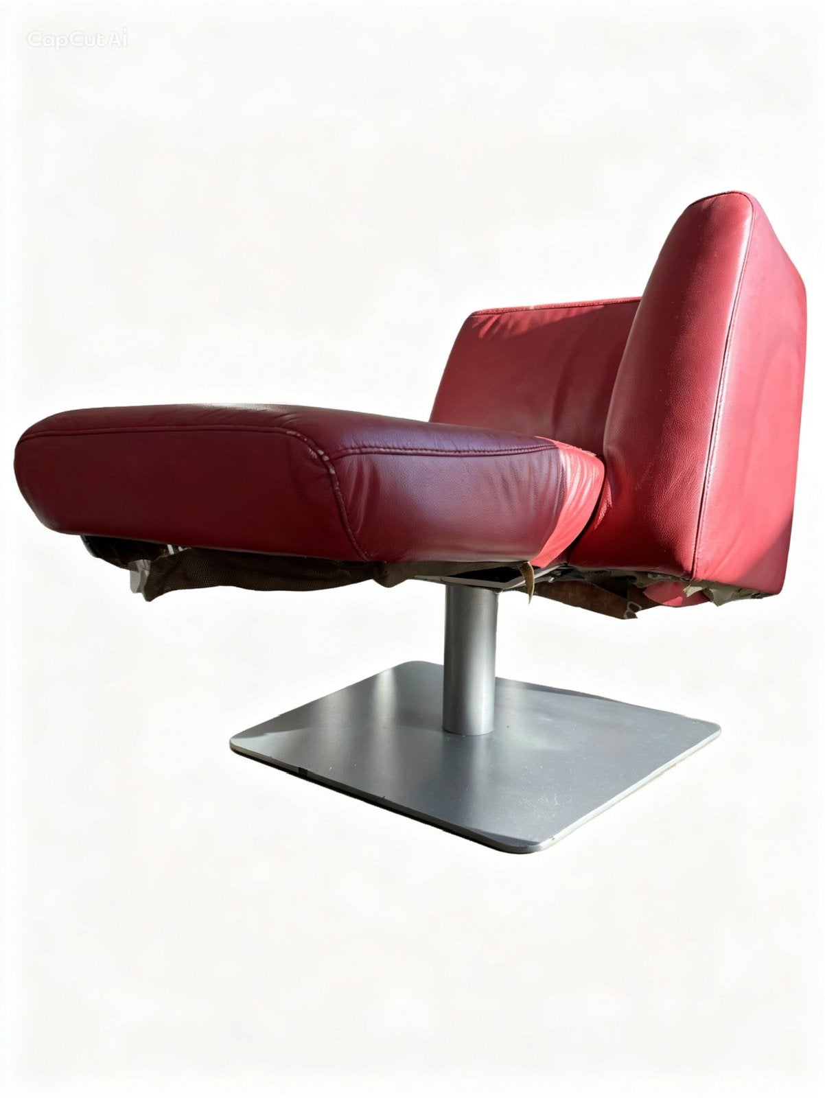 Rode relax stoel, Ophalen, 100 tot 125 cm, Leer, Zo goed als nieuw