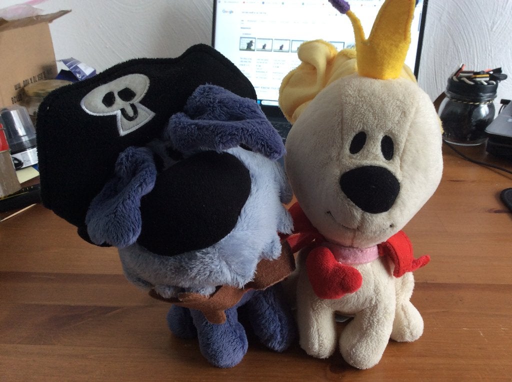 Woezel en Pip knuffels. Piraat en Koning. €5 p.st, €8 samen, Ophalen of Verzenden, Gebruikt, Hond, Met label