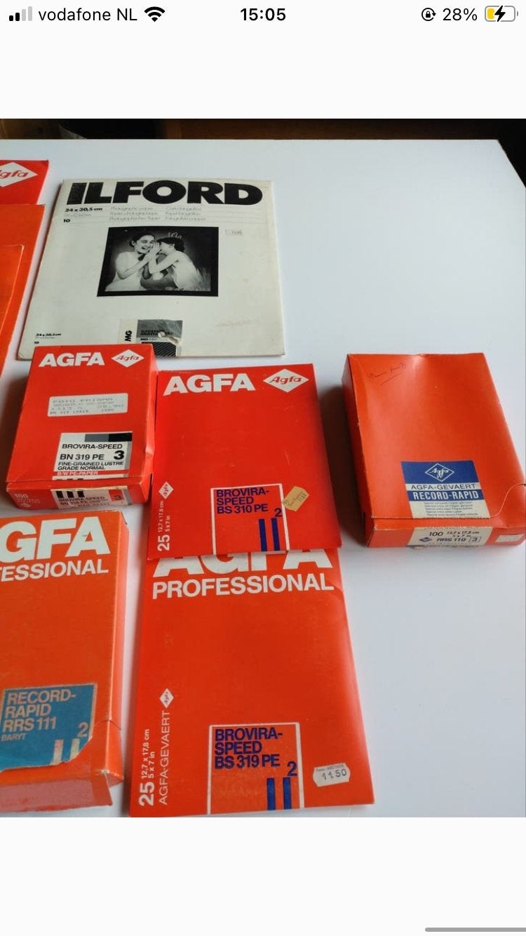 LAATSTE KANS! Vintage Agfa en Ilford fotopapier, Ophalen, Gebruikt, Compact, Overige Merken