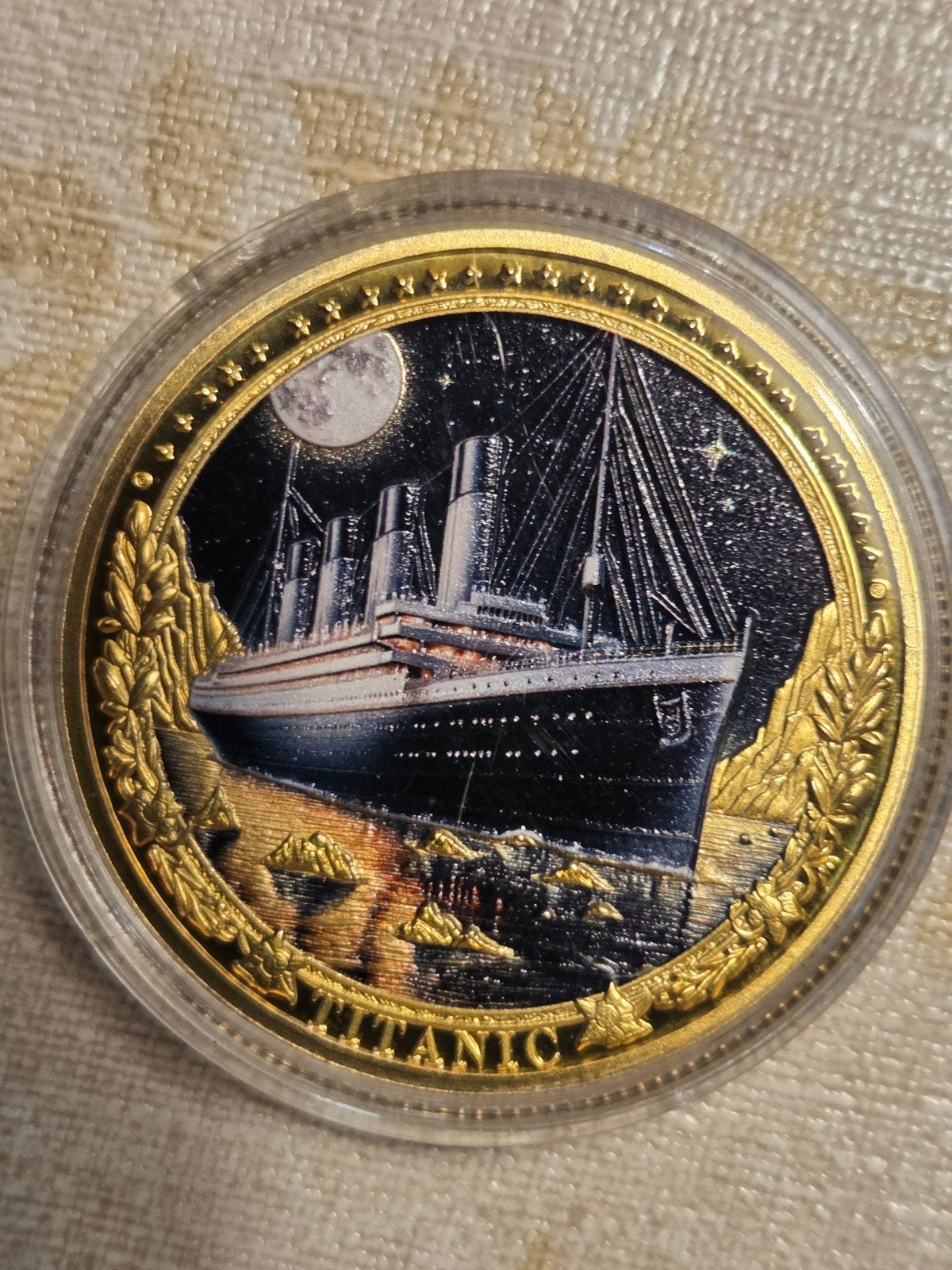 Titanic Herdenkingsmunt - Goudkleurig met Kleurdetails, Ophalen of Verzenden