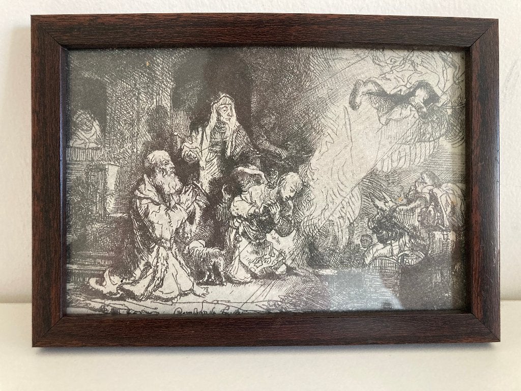 Ingelijste Rembrandt prent - Postkaart formaat, Ophalen of Verzenden, Gebruikt, Kaart of Prent