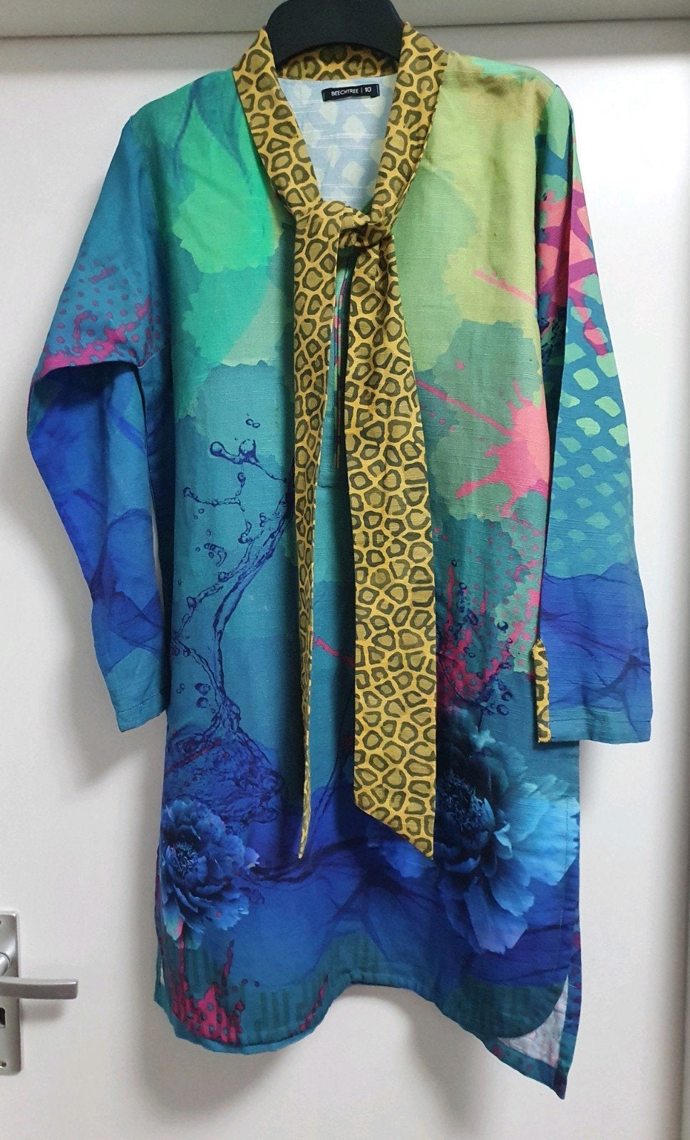 Kleurrijke tuniek jurk top blauw multi, maat S, Meerkleurig, Ophalen of Verzenden, Maat 36 (S), Onbekend