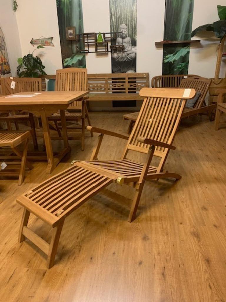 Deckchair massief TEAK is opklapbaar, charmante ligstoel., Ophalen, Nieuw