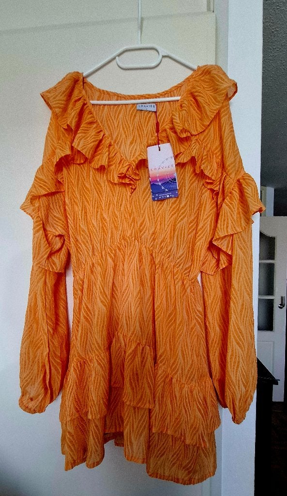 Oranje Jurk Loavies nieuw maat M, Nieuw, Oranje, Loavies, Boven de knie