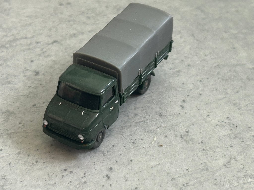 Wiking 1:87 Opel Blitz met huif leger, Ophalen of Verzenden, Zo goed als nieuw, Auto, Wiking