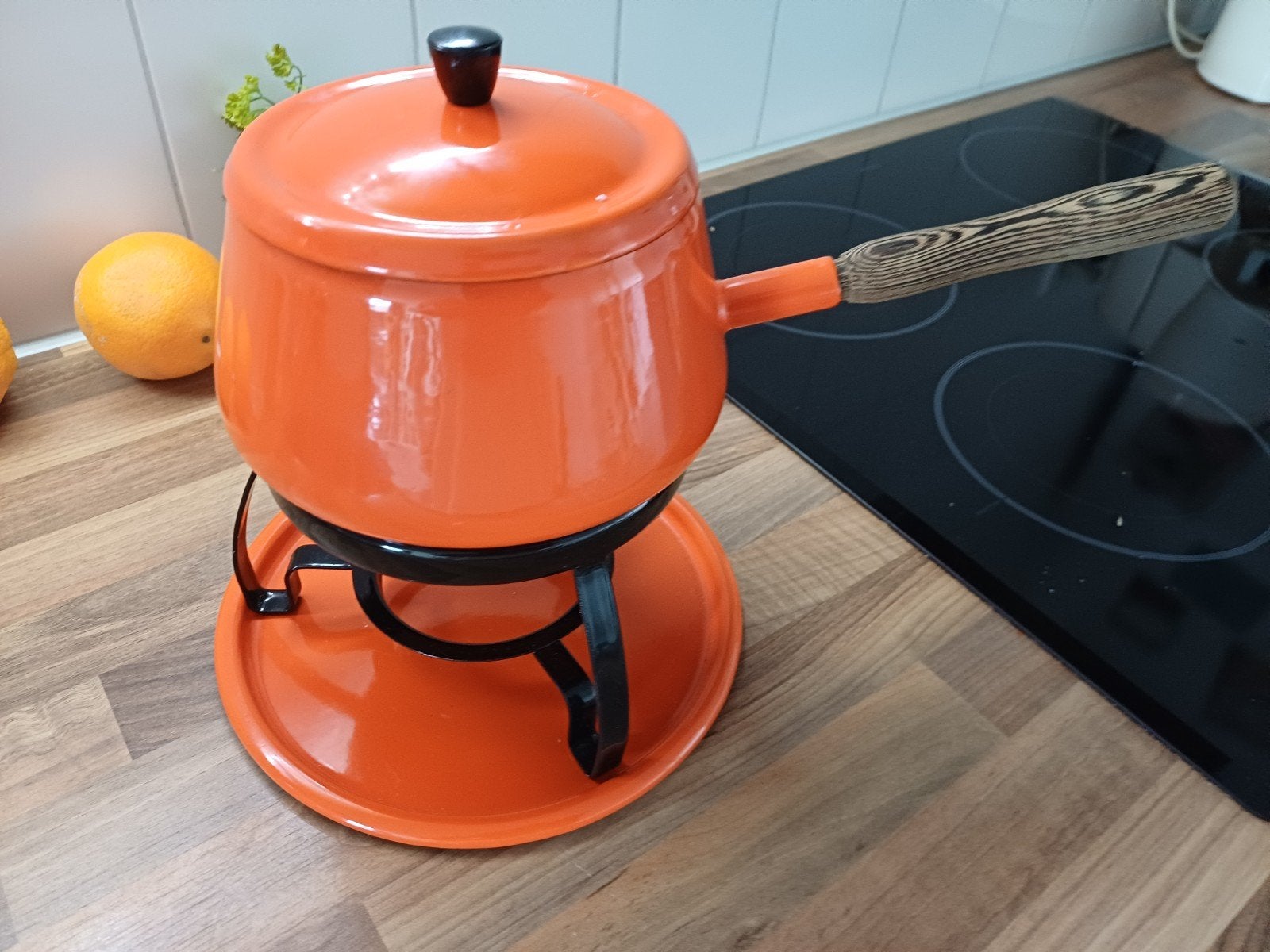 Zeer leuke retro fondue set, Witgoed en Apparatuur, Ophalen of Verzenden, Gebruikt, Brander, Fondueset