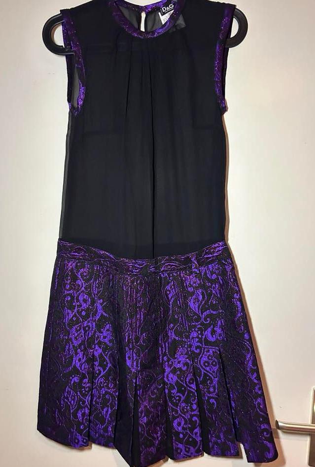 Dolce & Gabbana jurk maat S - Zwart met paars detail, Zwart, Ophalen of Verzenden, Zo goed als nieuw, Maat 36 (S)