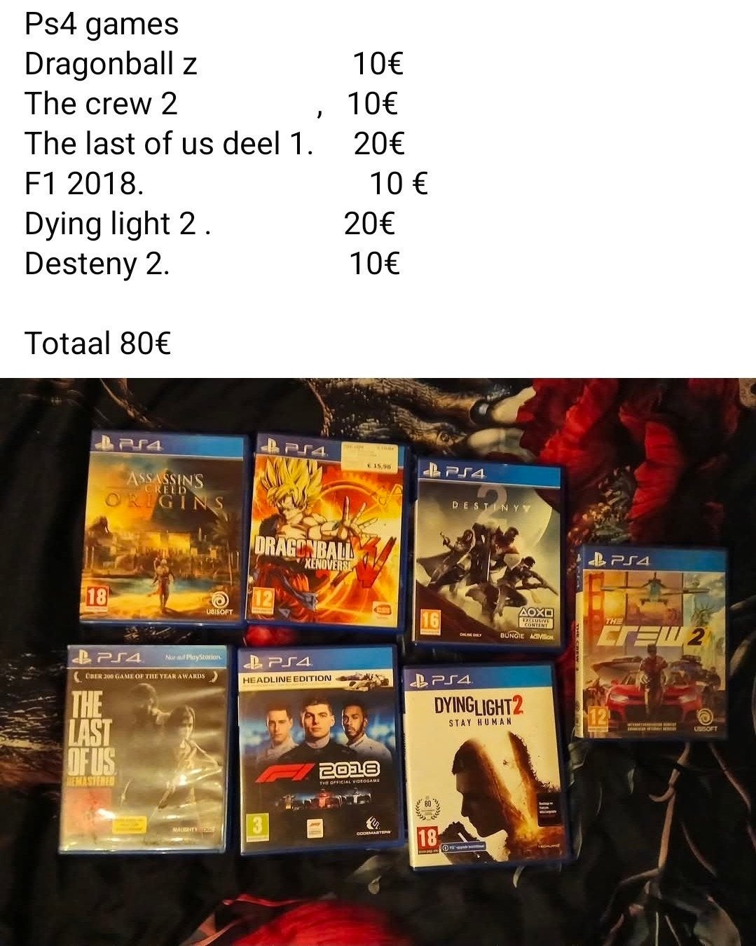 PS4 games: Assassin's Creed, Dragon Ball, The Last of Us, Spelcomputers en Games, Ophalen, Zonder controller, Original, Gebruikt