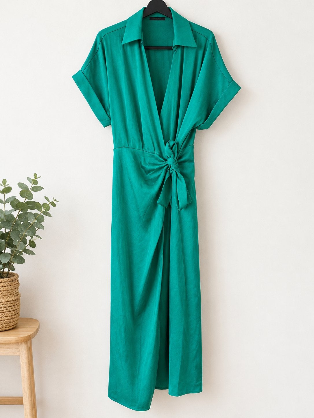 Shein Groene Satijnen Jurk Maat S (EU 36), Kleding | Dames, Ophalen of Verzenden, Zo goed als nieuw, Maat 36 (S), Groen