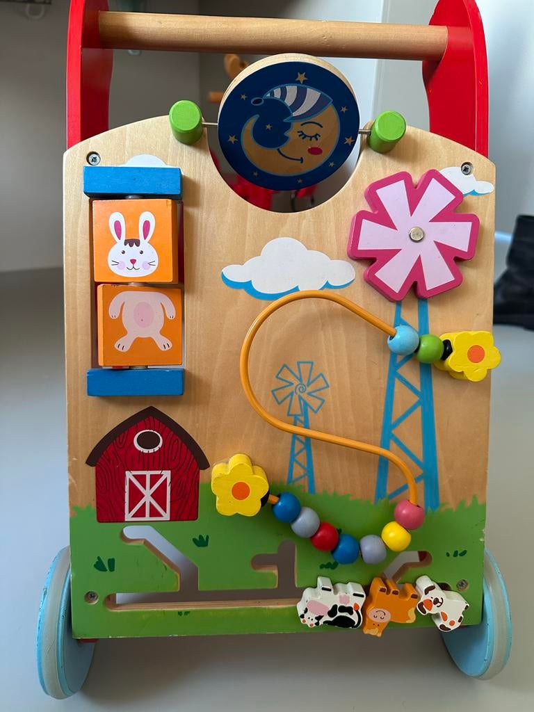 Houten loopwagen met activiteiten, Kinderen en Baby's, Ophalen of Verzenden, Gebruikt, Overige typen, Met wieltjes