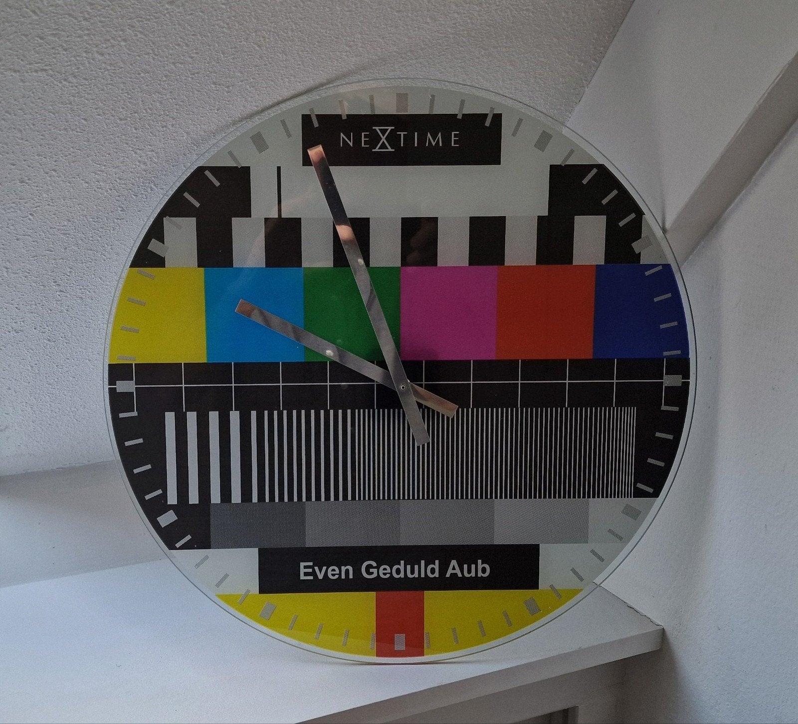 Nextime Wandklok - Testbeeld - Echt Glas, Analoog, Ophalen of Verzenden, Zo goed als nieuw, Retro