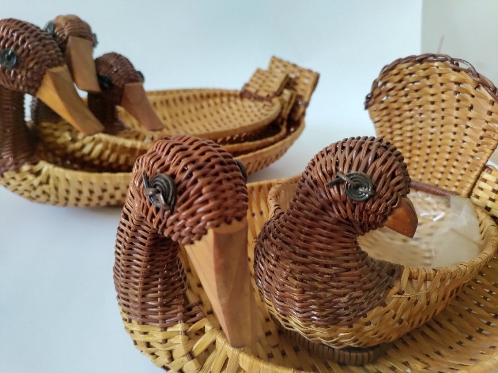 6Vintage rotan eendenmandjes, Ophalen of Verzenden, Zo goed als nieuw, Overige typen
