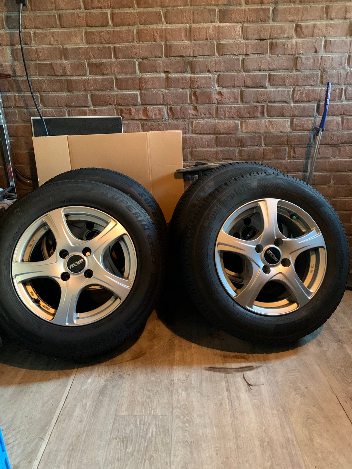 Lichtmetalenvelgen met all season en winterbanden, Auto-onderdelen, Ophalen, Gebruikt, 15 inch, Winterbanden