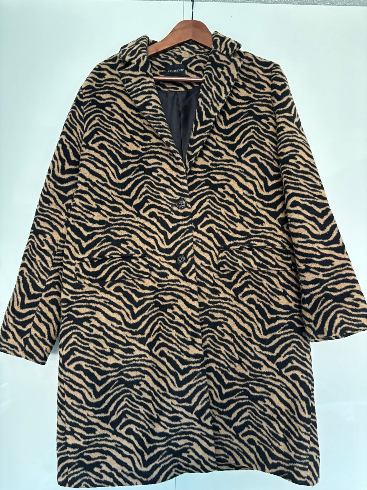 G-maxx Gevoerde Mantel met Zebraprint - Maat XL, Ophalen of Verzenden, Zo goed als nieuw, Maat 46/48 (XL) of groter, Meerkleurig