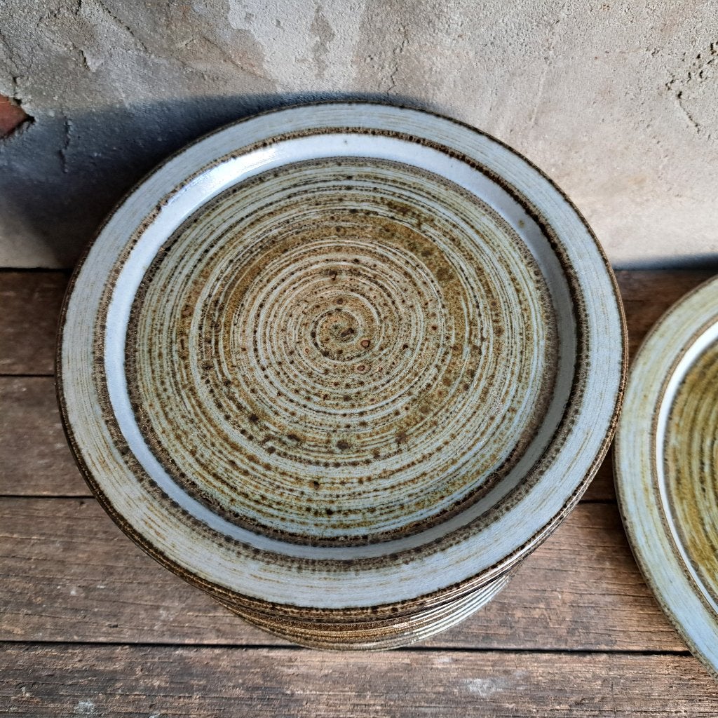Set keramiek 12x gebaksbordje 1 taartschaal Steinzeug Etage3, ., Ophalen of Verzenden, Zo goed als nieuw, .