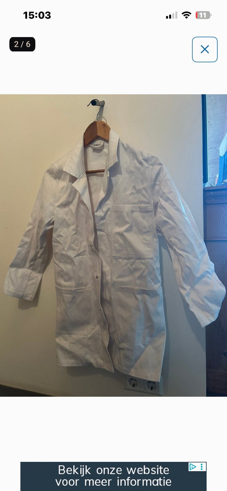 Witte katoenen jassen, Ophalen, Zo goed als nieuw, Maat 46/48 (XL) of groter, Wit