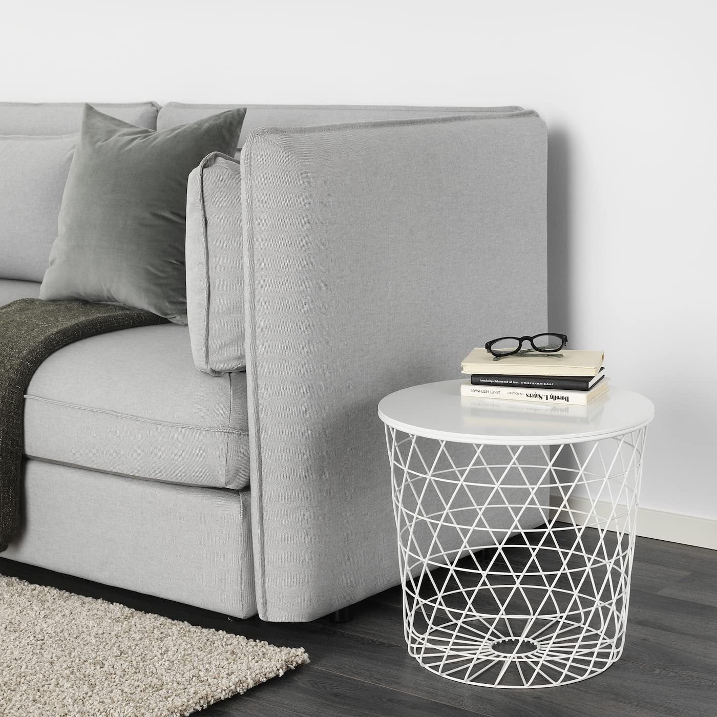 Ikea opberg bijzet tafel, Huis en Inrichting, Minder dan 55 cm, Rond, Zo goed als nieuw, Ophalen
