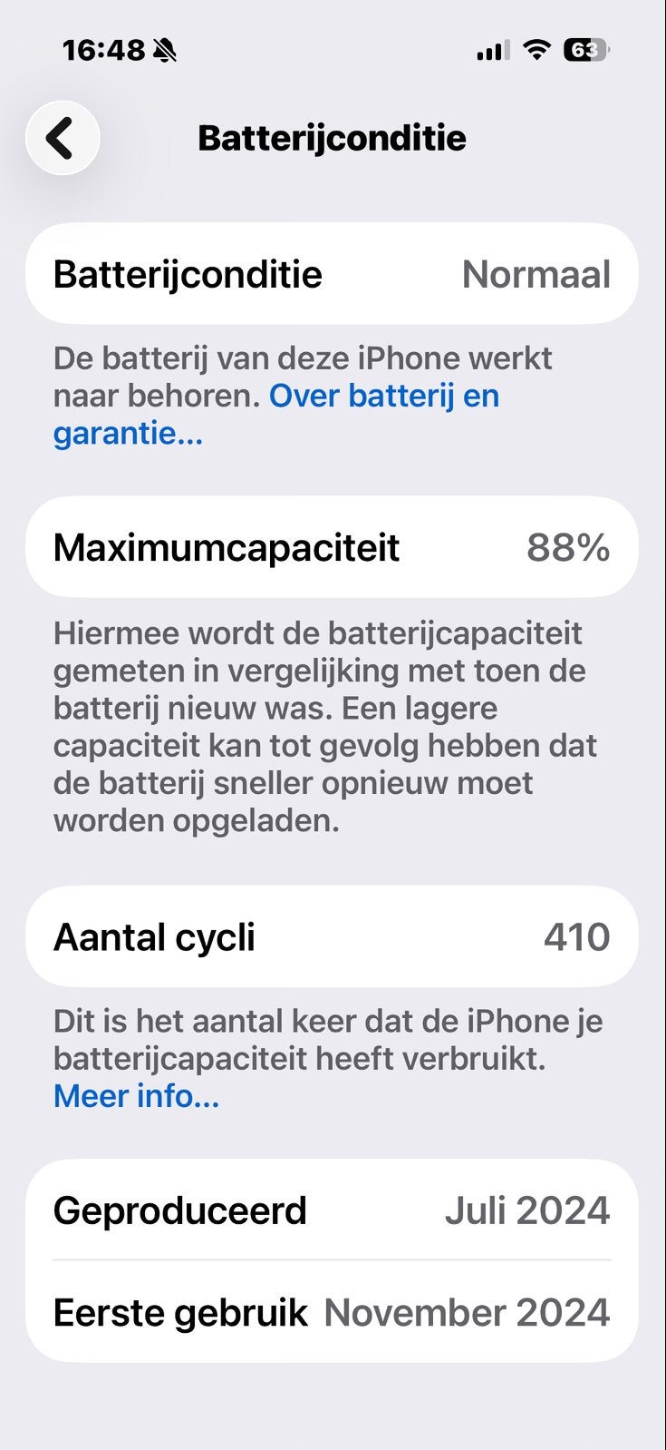 I phone 16, Telecommunicatie, Mobiele telefoons | Apple iPhone, Wit, 88 %, IPhone 16, Zo goed als nieuw