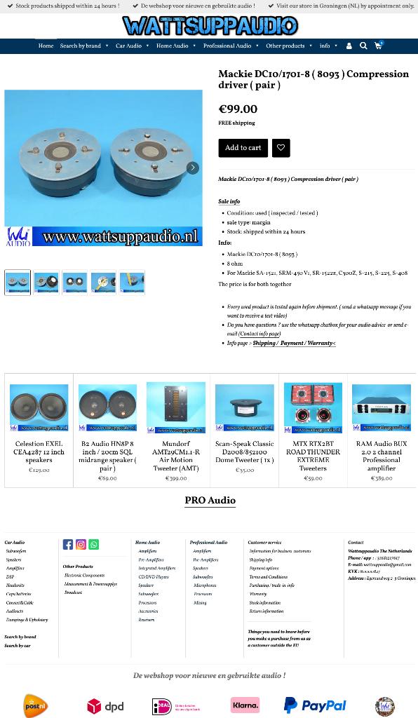 Mackie DC10/1701-8 ( 8093 ) Compression driver// set van 2, Overige merken, Gebruikt, ., Ophalen of Verzenden