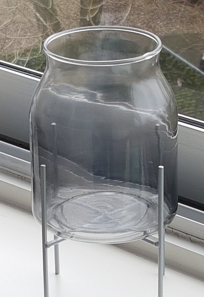 Glazen vaas in houder, Ophalen, Gebruikt, Transparant, Glas