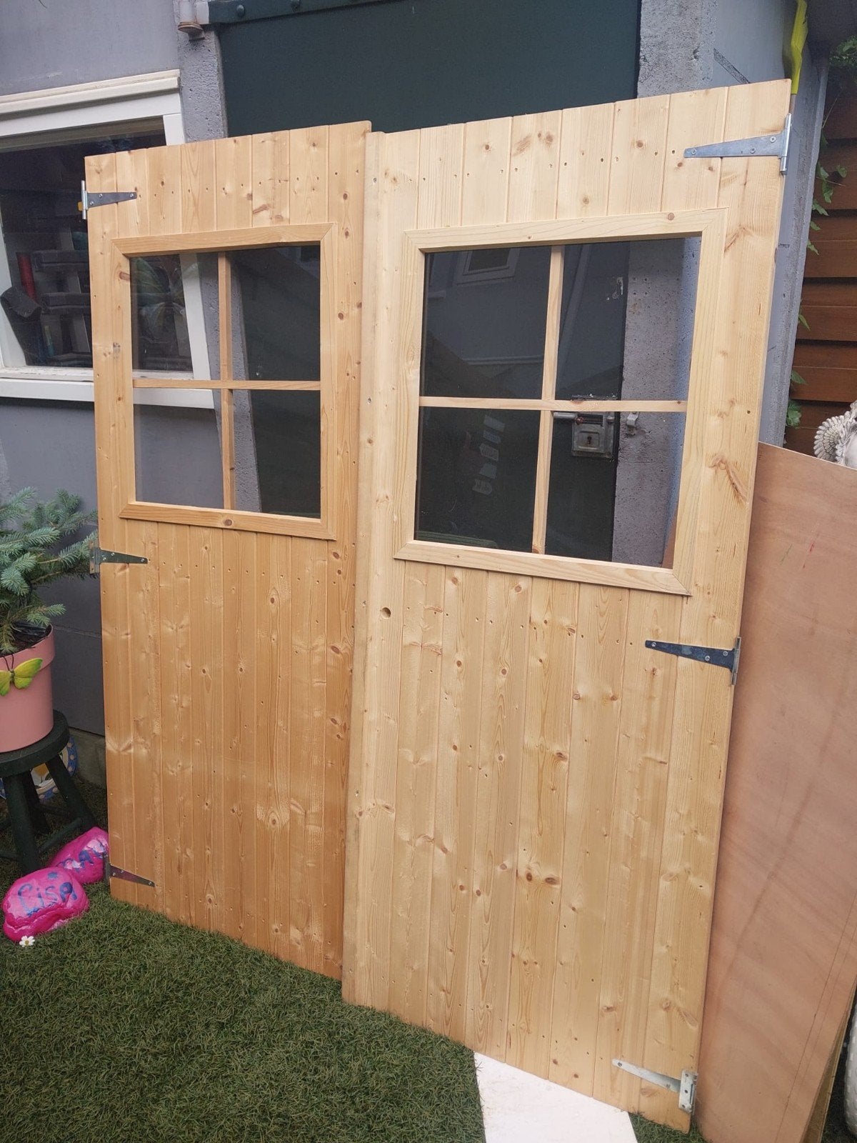 Handgemaakte houten deuren met plexiglasraam, Doe-het-zelf en Verbouw, Minder dan 80 cm, Minder dan 200 cm, Ophalen, Hout