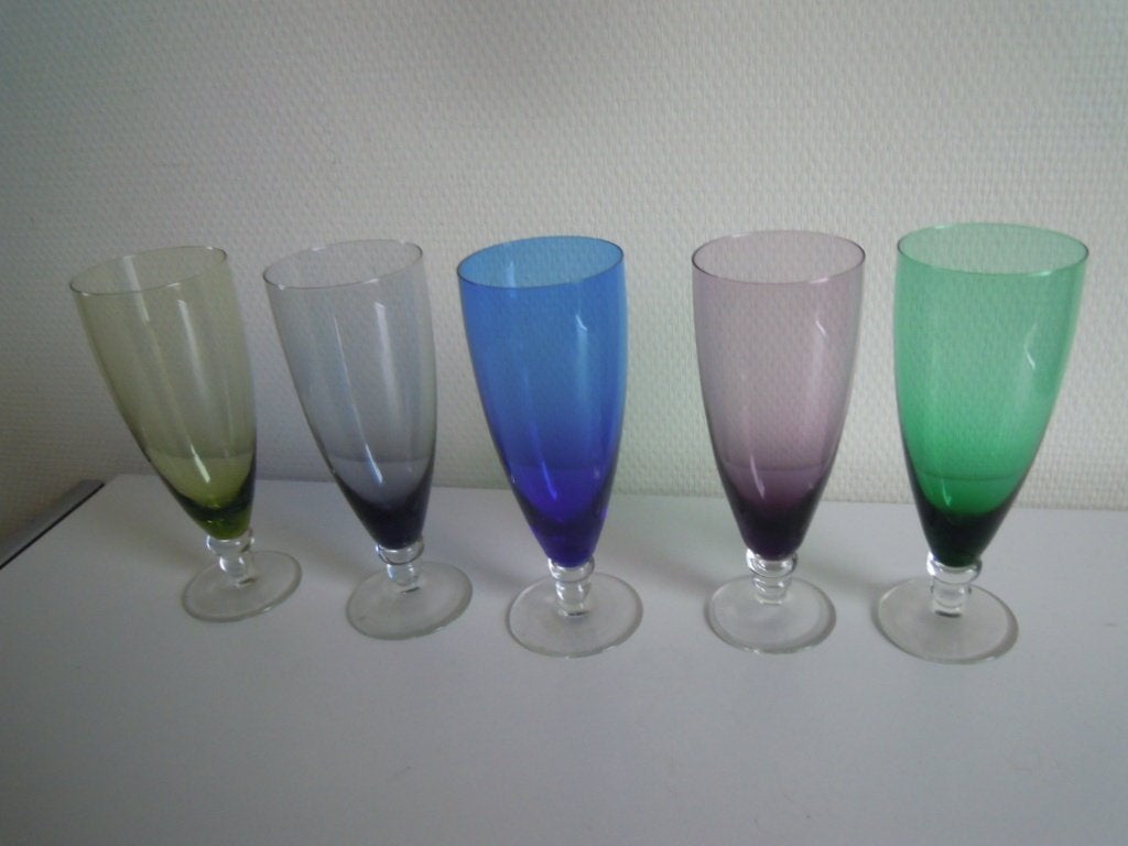 5 Bierglazen van Max Verboeket Maastricht 1956, Antiek en Kunst, Ophalen of Verzenden