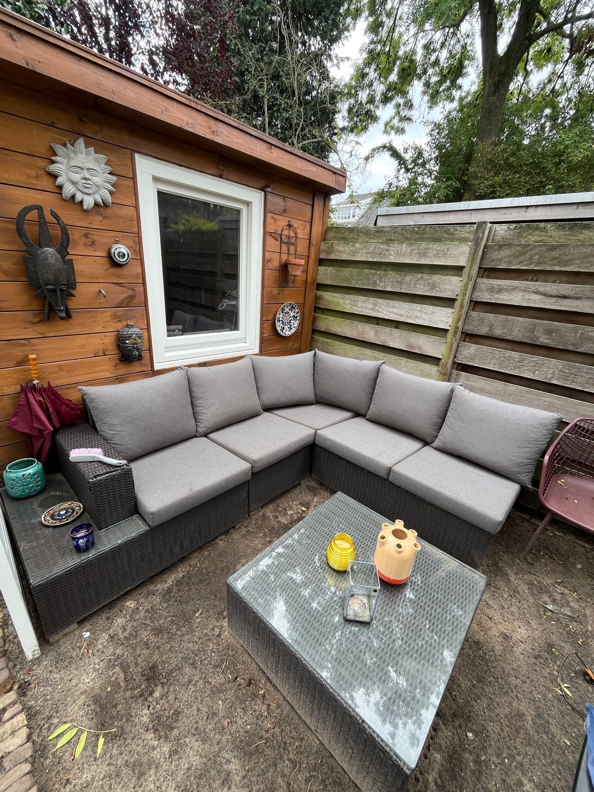Gratis loungeset met kussens +tafel - Vandaag/morgen ophalen, Tuin en Terras, Tuinsets en Loungesets, Ophalen, 5 zitplaatsen, Gebruikt
