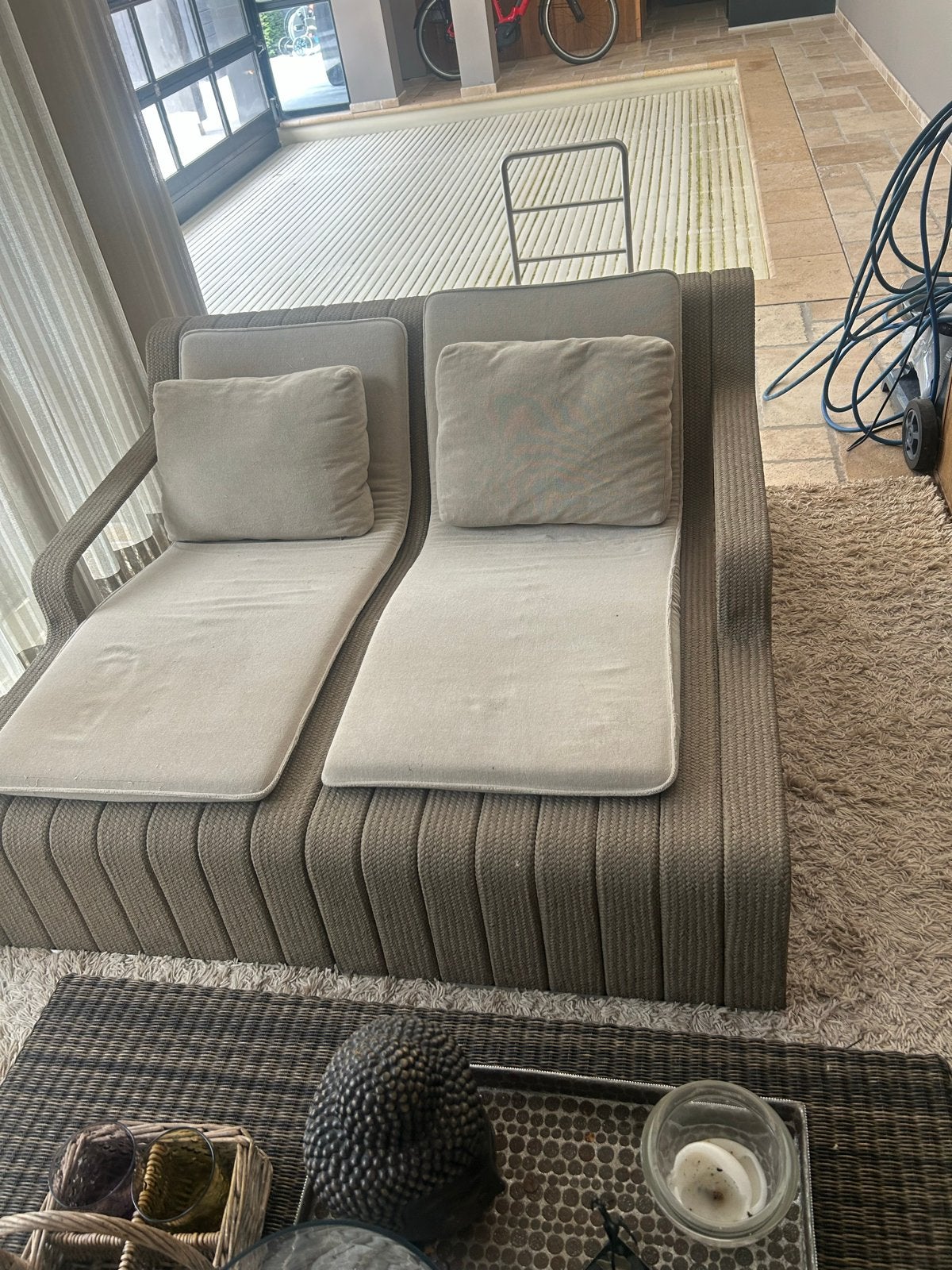 Paola Lenti Ligbed/Daybed met poef - Zo goed als nieuw, Ophalen, 125 cm of meer, Zo goed als nieuw, Stof
