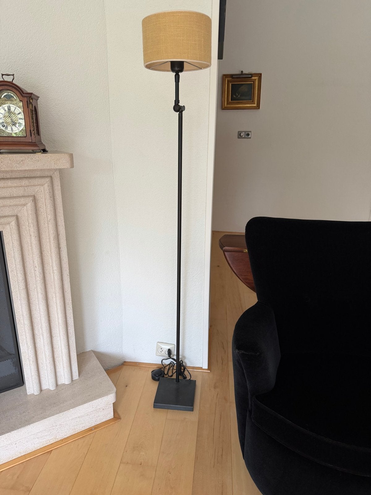 Elegante staande lamp met verstelbare arm, Ophalen, Gebruikt, E27 (groot), Metaal