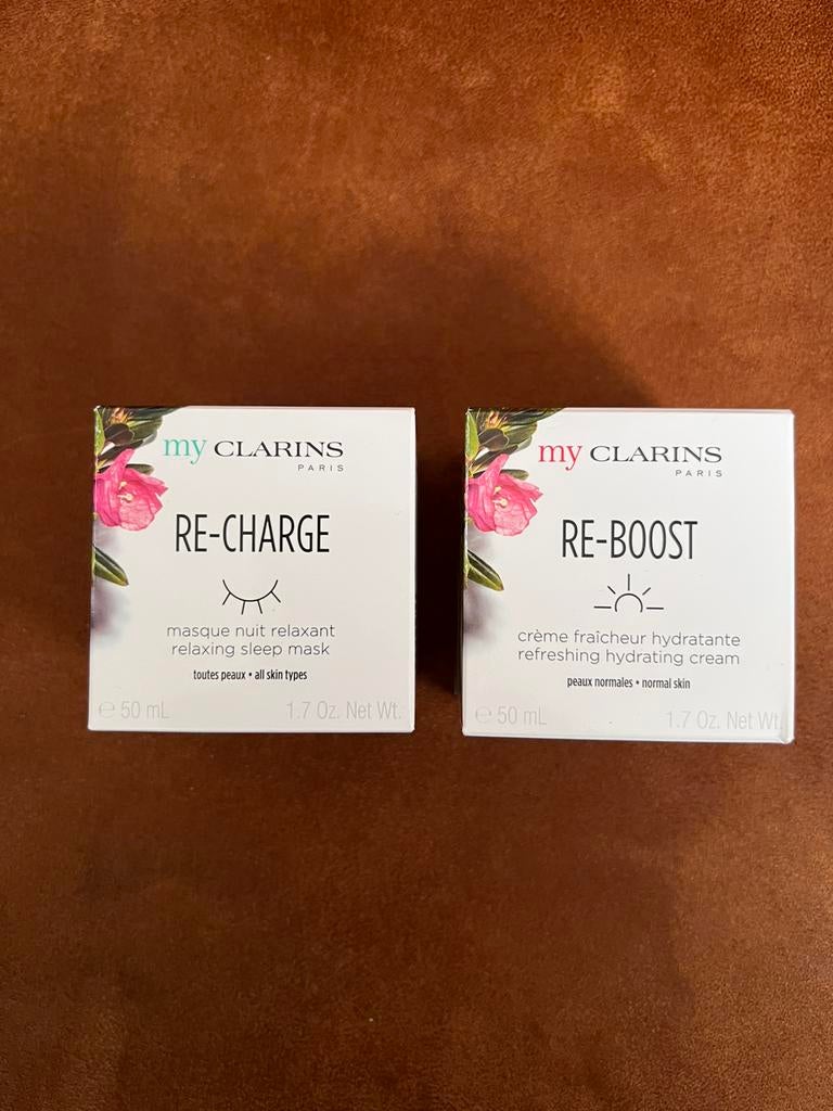 My Clarins Re-charge & Re-Boost (nacht- en dagcrème), Ophalen of Verzenden, Nieuw, Gehele gezicht, Verzorging