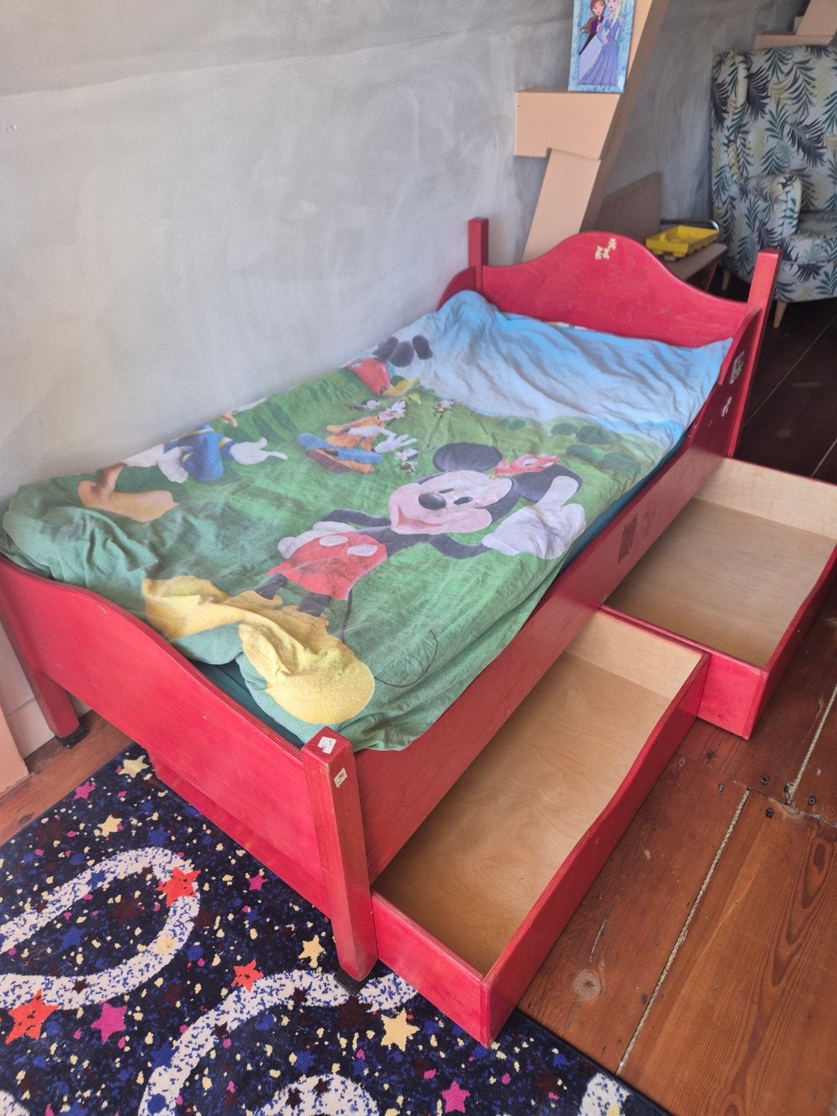 Kinderbed met ruime opberglades, Ophalen, Gebruikt, 70 tot 85 cm, Matras