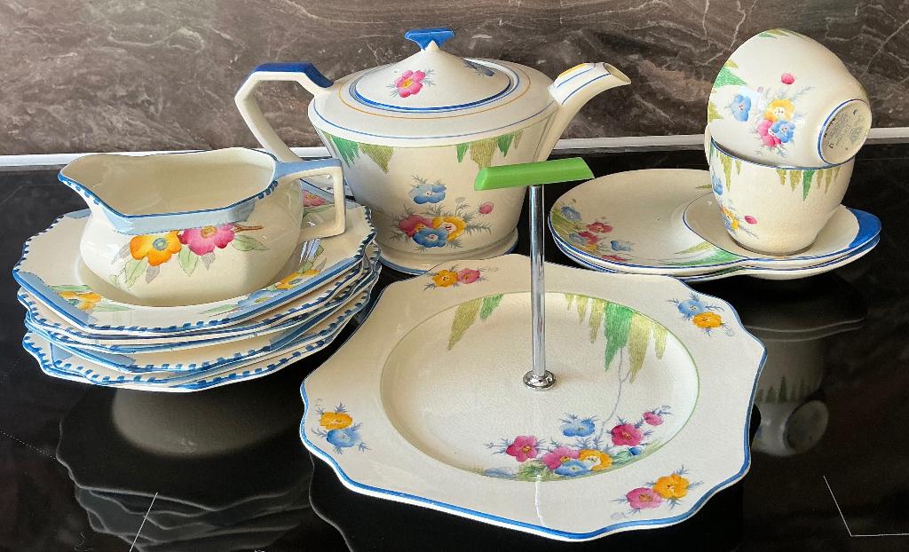 Art Deco porselein, servies , Engeland, Crown Devon, Antiek en Kunst, Ophalen of Verzenden