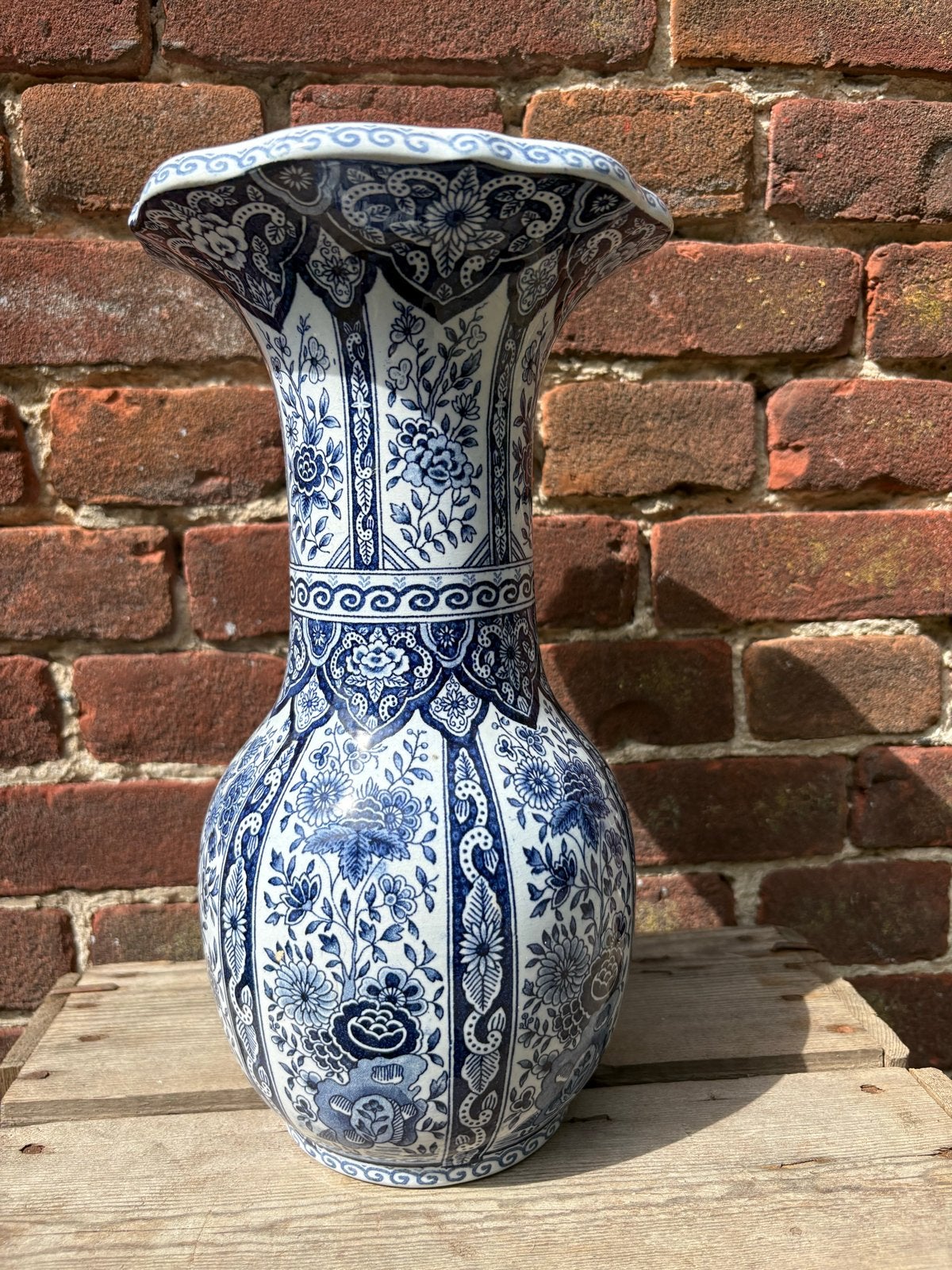 Prachtige Delfts blauwe toetervaas met bloemmotief, Ophalen of Verzenden