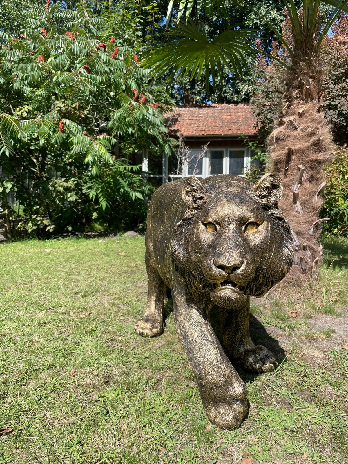 Tijger antiekgoud beeld tuin terras, Ophalen, Nieuw, Kunststof, Dierenbeeld