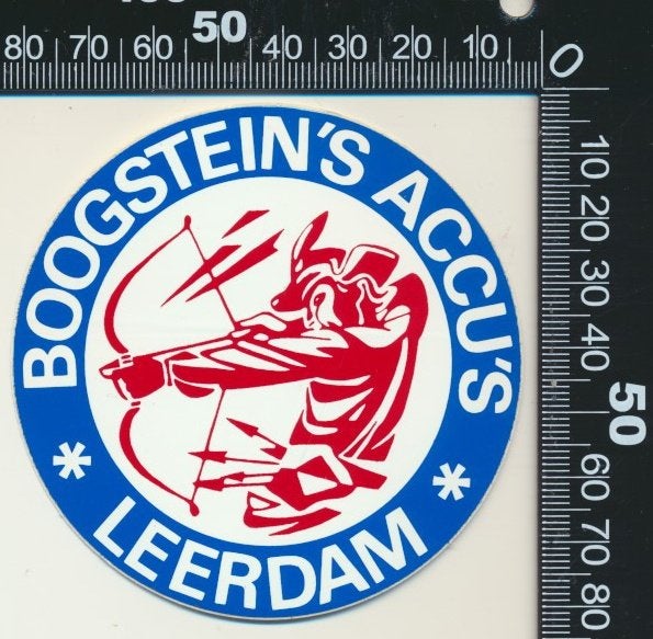 Sticker: Boogsteins Accus - Leerdam (2), Ophalen of Verzenden, Zo goed als nieuw, Bedrijf of Vereniging