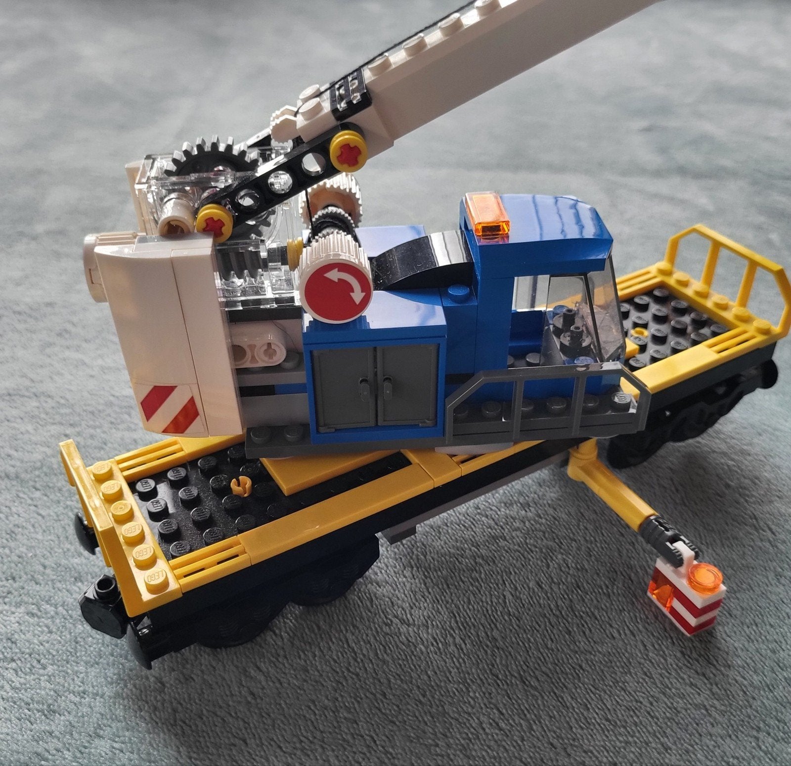 Lego City RC trein rails hijskraan wagon (uit set 60198), City, Lego, Ophalen of Verzenden, Zo goed als nieuw