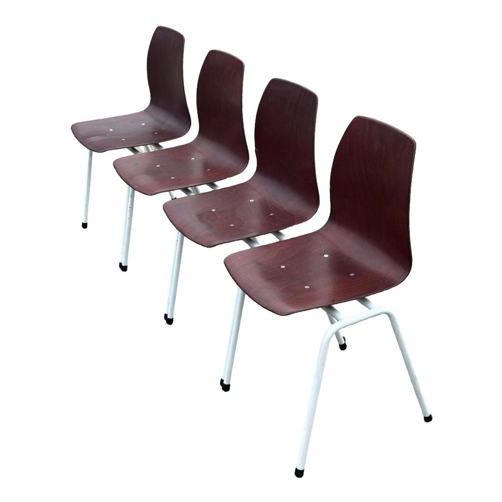Vintage set van vier stoelen Elmar Flötotto Pagholz, Huis en Inrichting, Vintage stoelen, Gebruikt, Verzenden, Wit