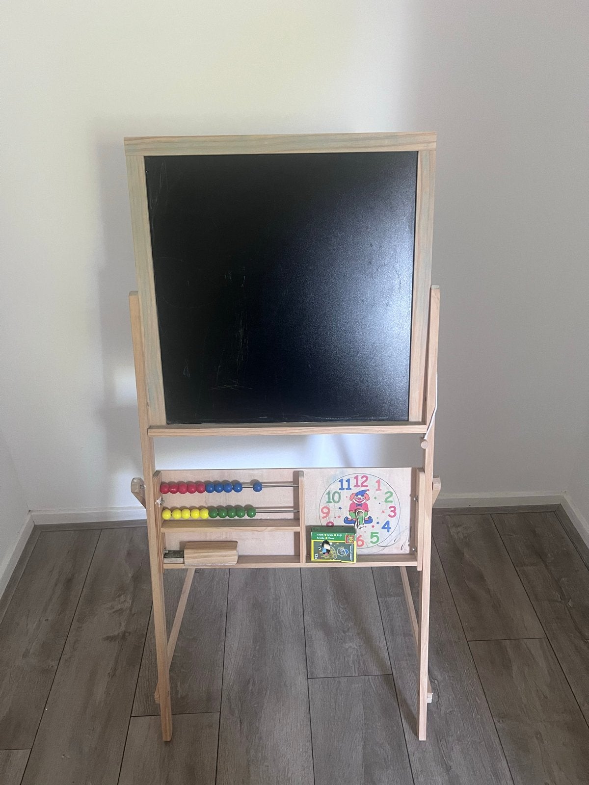 Houten schoolbord met telraam en klok, Kinderen en Baby's, Ophalen, Gebruikt, Knutselen