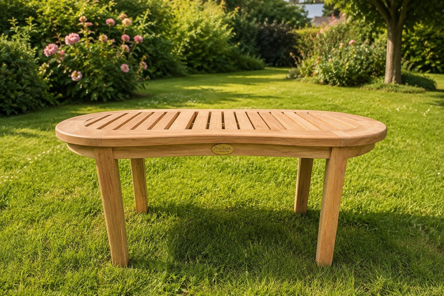 ovale salontafel pure teak Washington, Ophalen, Rechthoekig, Teakhout