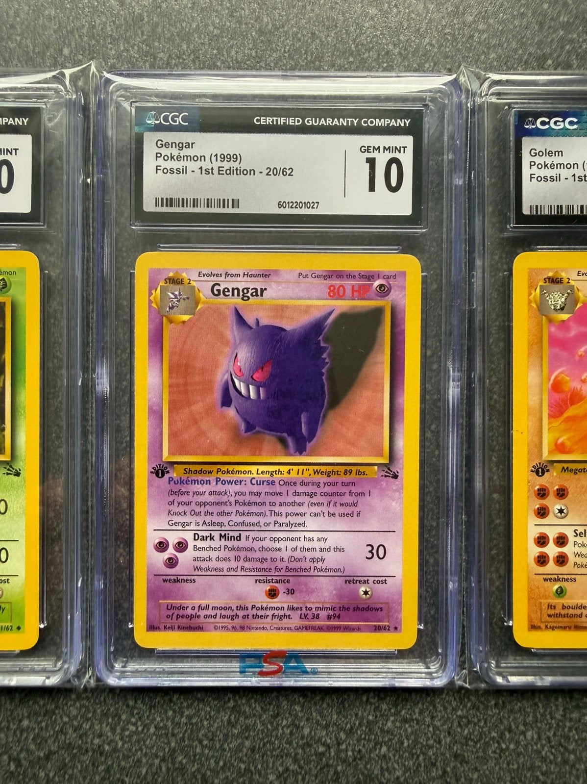 1999 Pokemon Fossil Gengar 1st Edition CGC 10, Ophalen of Verzenden, Zo goed als nieuw