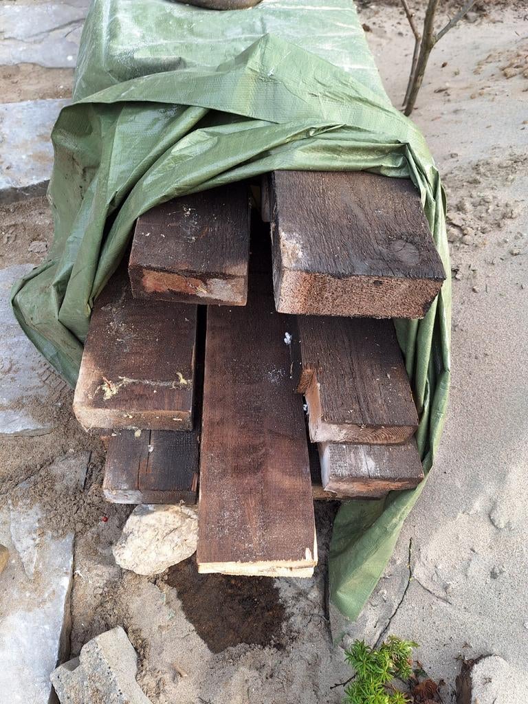 Houten balken: 9x 4m, 8x 3m, breedte 155-165mm, Doe-het-zelf en Verbouw, Ophalen, Gebruikt, Balk, Overige houtsoorten