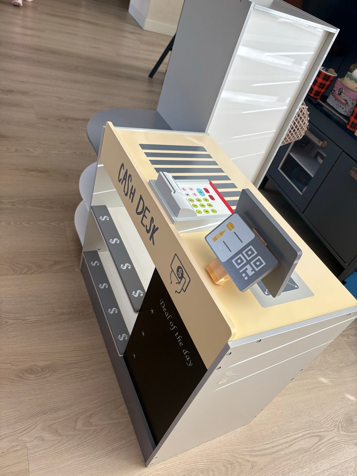 Goplus houten Kinder Supermarkt met Kassa en Verkoopautomaat, Ophalen, Zo goed als nieuw, Knutselen