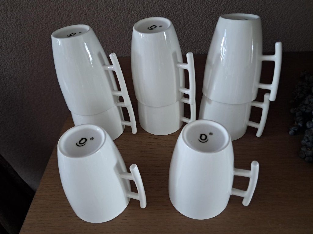 8x Mok kop porselein  Squito lijn van Yong inhoud 30cl, Overige merken, Zo goed als nieuw, Overige stijlen, Porselein