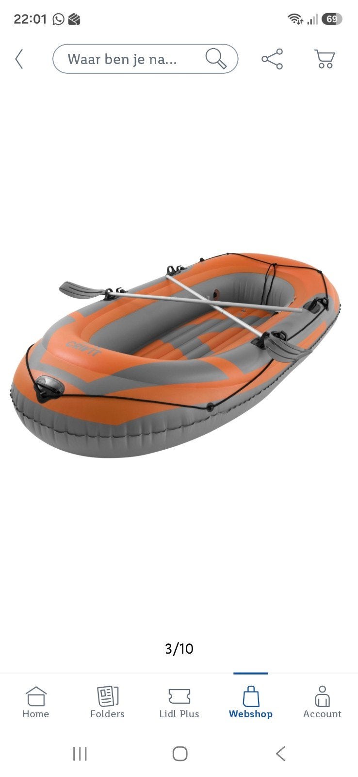 Rubberboot voor 2 a 3 personen. Crivit met oranje grijs., Ophalen, Opblaasbaar, Overige typen, Twee personen