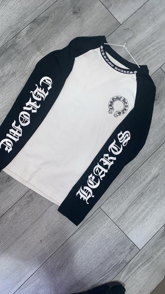 Chrome Hearts Raglan T-shirt Zwart/Wit, Kleding | Heren, Ophalen of Verzenden, Zo goed als nieuw, Maat 46 (S) of kleiner, Zwart