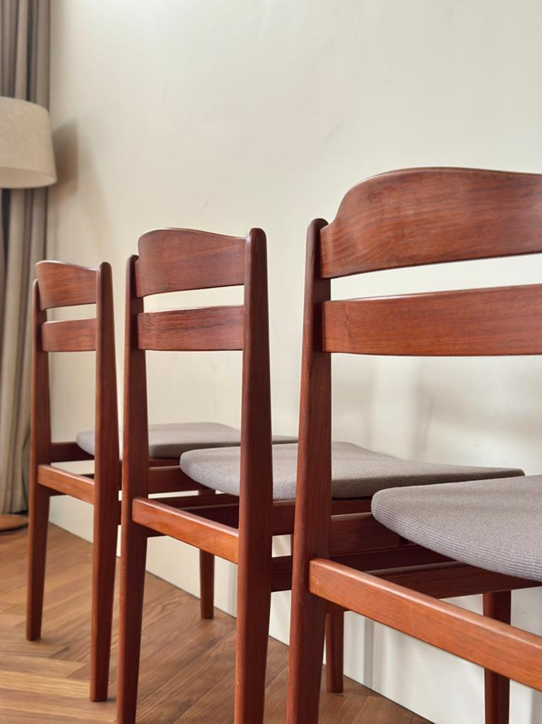 Set 3 vintage Deense design stoelen teak hout jaren 50/60/70, Ophalen, Gebruikt, Vintage, Stof