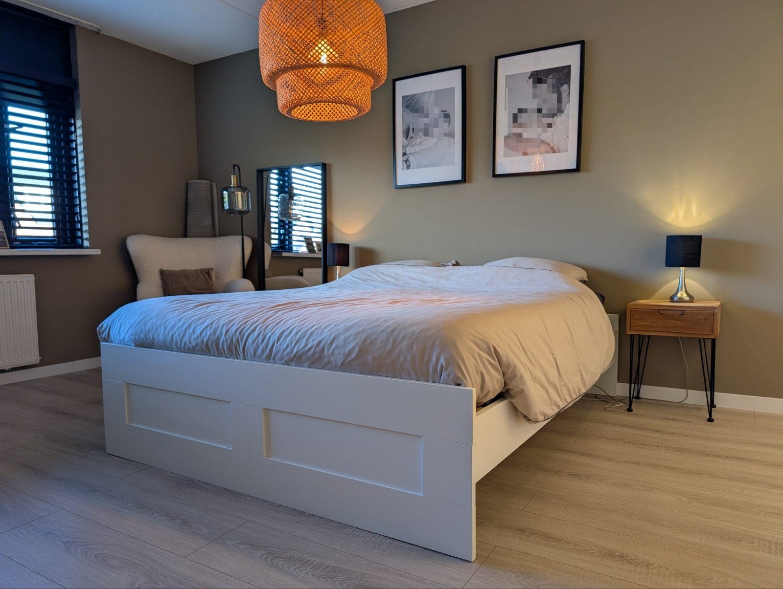 Ikea Brimnes bed 160x200 cm met lattenbodem en matras, Ophalen, Wit, Tweepersoons, Zo goed als nieuw