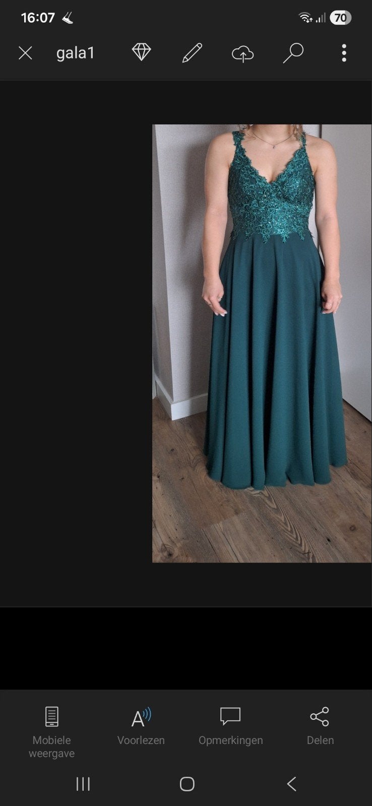 Donker groene galajurk van Dresso, Kleding | Dames, Gelegenheidskleding, Ophalen, Zo goed als nieuw, Groen, Galajurk