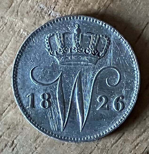 25 cent 1826 Brussel Willem I, Ophalen, Zilver, 25 cent, Koning Willem I