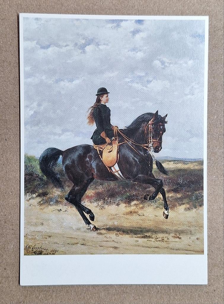Otto Eerelman - Ruiterportret Koningin Wilhelmina, 1895, Ophalen of Verzenden, 1980 tot heden, Ongelopen, Overige thema's